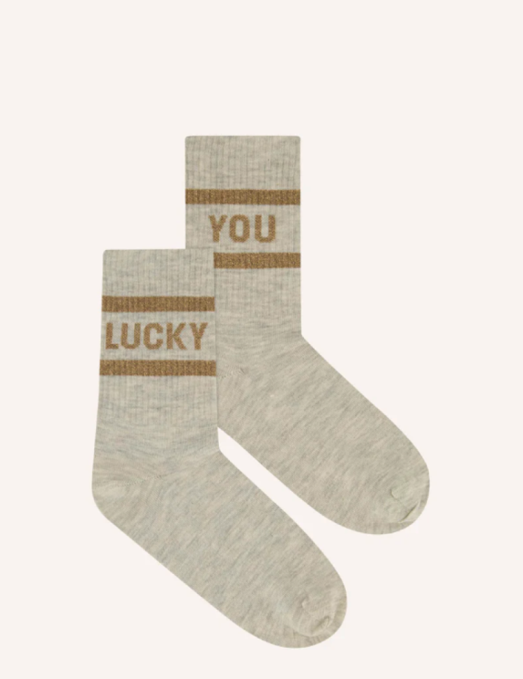 Lucky sparkle grey socks 29 gold
