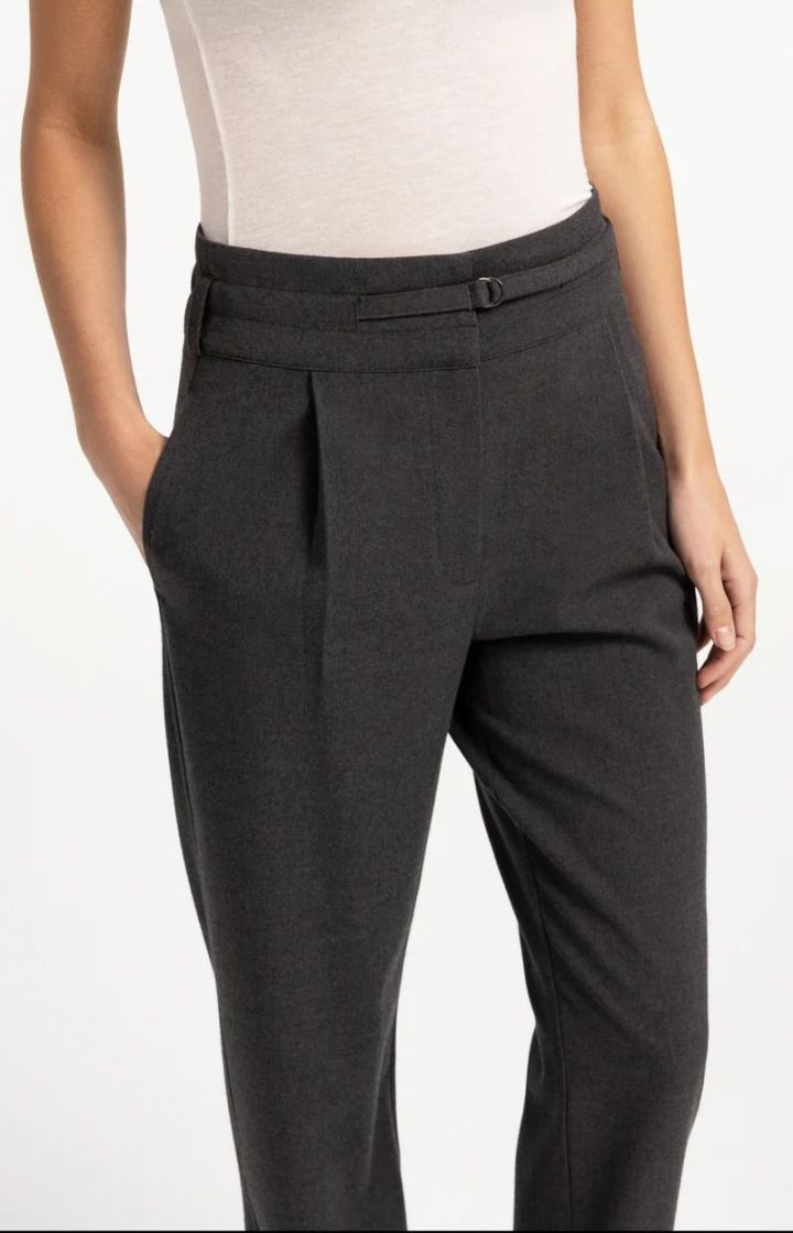 High Waist trousers with belt  Hole black mela