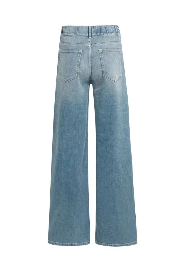 Extra long wide jeans Mid blue denim